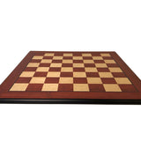 Echiquier en bois de Padouk / Frêne cendré - Bords décalés - jeu d'échecs échiquier classique - Rouge et Noir