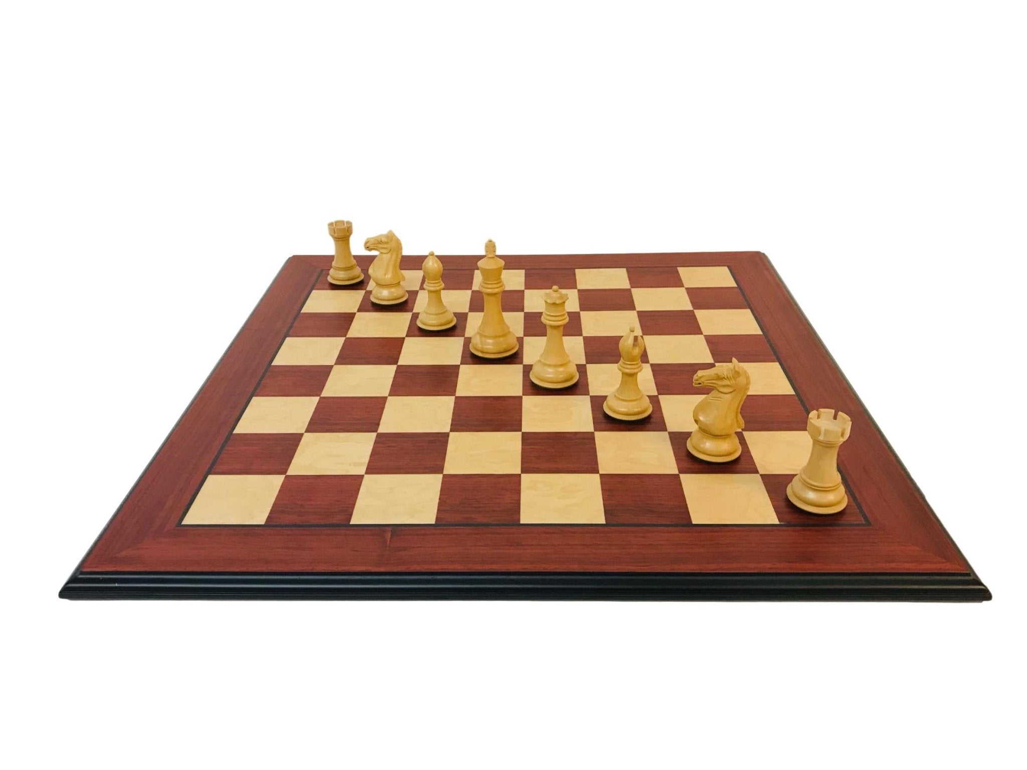 Echiquier en bois de Padouk / Frêne cendré - Bords décalés - jeu d'échecs échiquier classique - Rouge et Noir