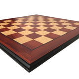Echiquier en bois de Padouk / Frêne cendré - Bords décalés - jeu d'échecs échiquier classique - Rouge et Noir