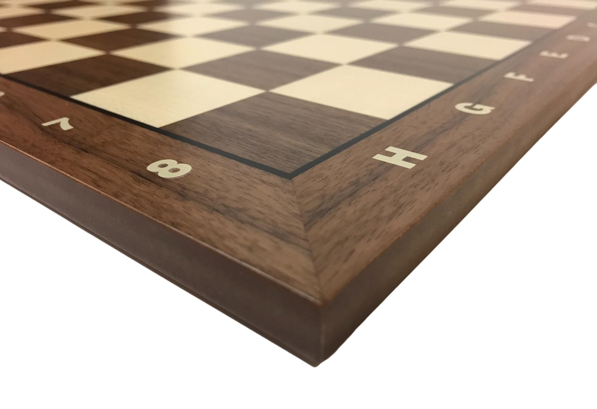 Echiquier Lettré - chiffré - Noyer / Sycomore marqueté - jeu d'échecs échiquier classique - Rouge et Noir