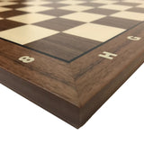 Echiquier Lettré - chiffré - Noyer / Sycomore marqueté - jeu d'échecs échiquier classique - Rouge et Noir