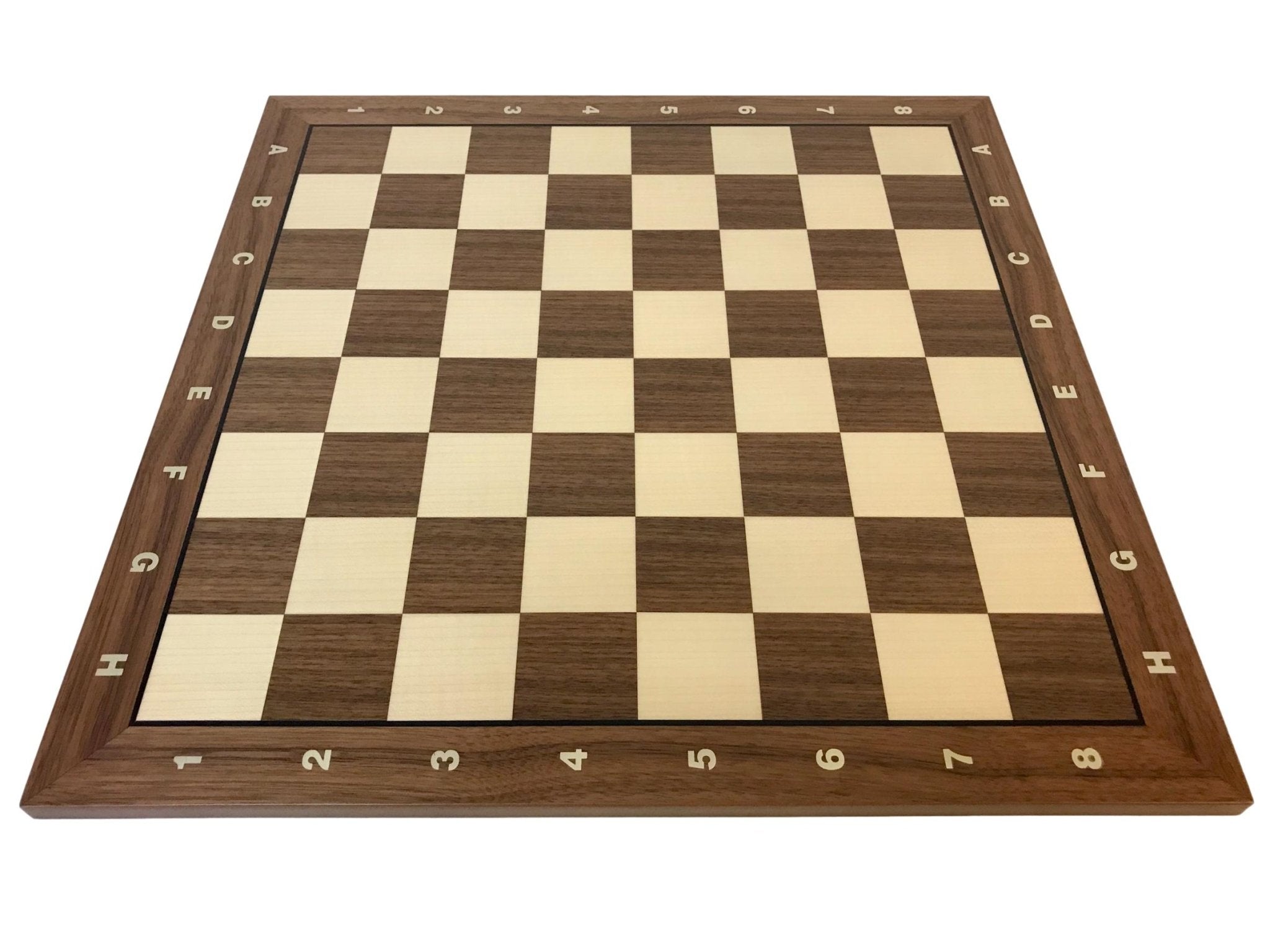 Echiquier Lettré - chiffré - Noyer / Sycomore marqueté - jeu d'échecs échiquier classique - Rouge et Noir