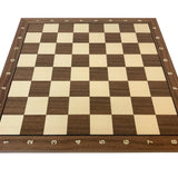 Echiquier Lettré - chiffré - Noyer / Sycomore marqueté - jeu d'échecs échiquier classique - Rouge et Noir
