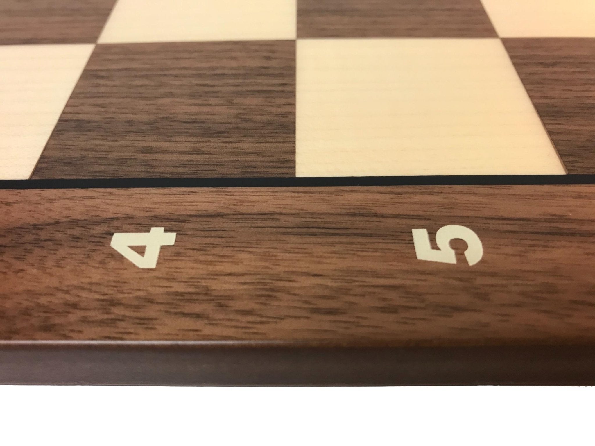 Echiquier Lettré - chiffré - Noyer / Sycomore marqueté - jeu d'échecs échiquier classique - Rouge et Noir