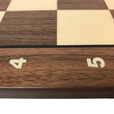 Echiquier Lettré - chiffré - Noyer / Sycomore marqueté - jeu d'échecs échiquier classique - Rouge et Noir