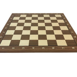 Echiquier Lettré - chiffré - Noyer / Sycomore marqueté - jeu d'échecs échiquier classique - Rouge et Noir