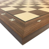 Echiquier Lettré - chiffré - Noyer / Sycomore marqueté - jeu d'échecs échiquier classique - Rouge et Noir
