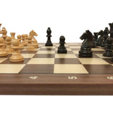 Echiquier Lettré - chiffré - Noyer / Sycomore marqueté - jeu d'échecs échiquier classique - Rouge et Noir