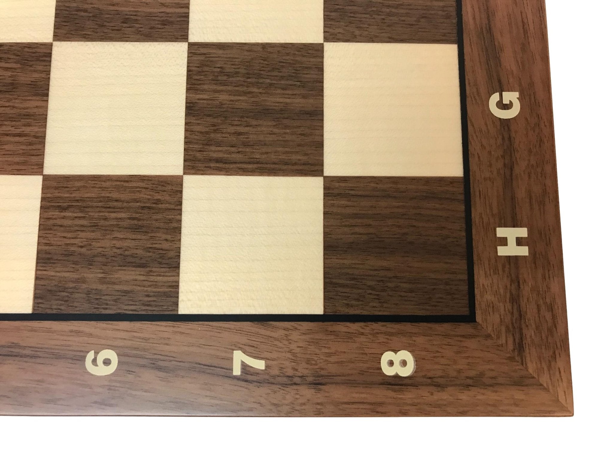 Echiquier Lettré - chiffré - Noyer / Sycomore marqueté - jeu d'échecs échiquier classique - Rouge et Noir