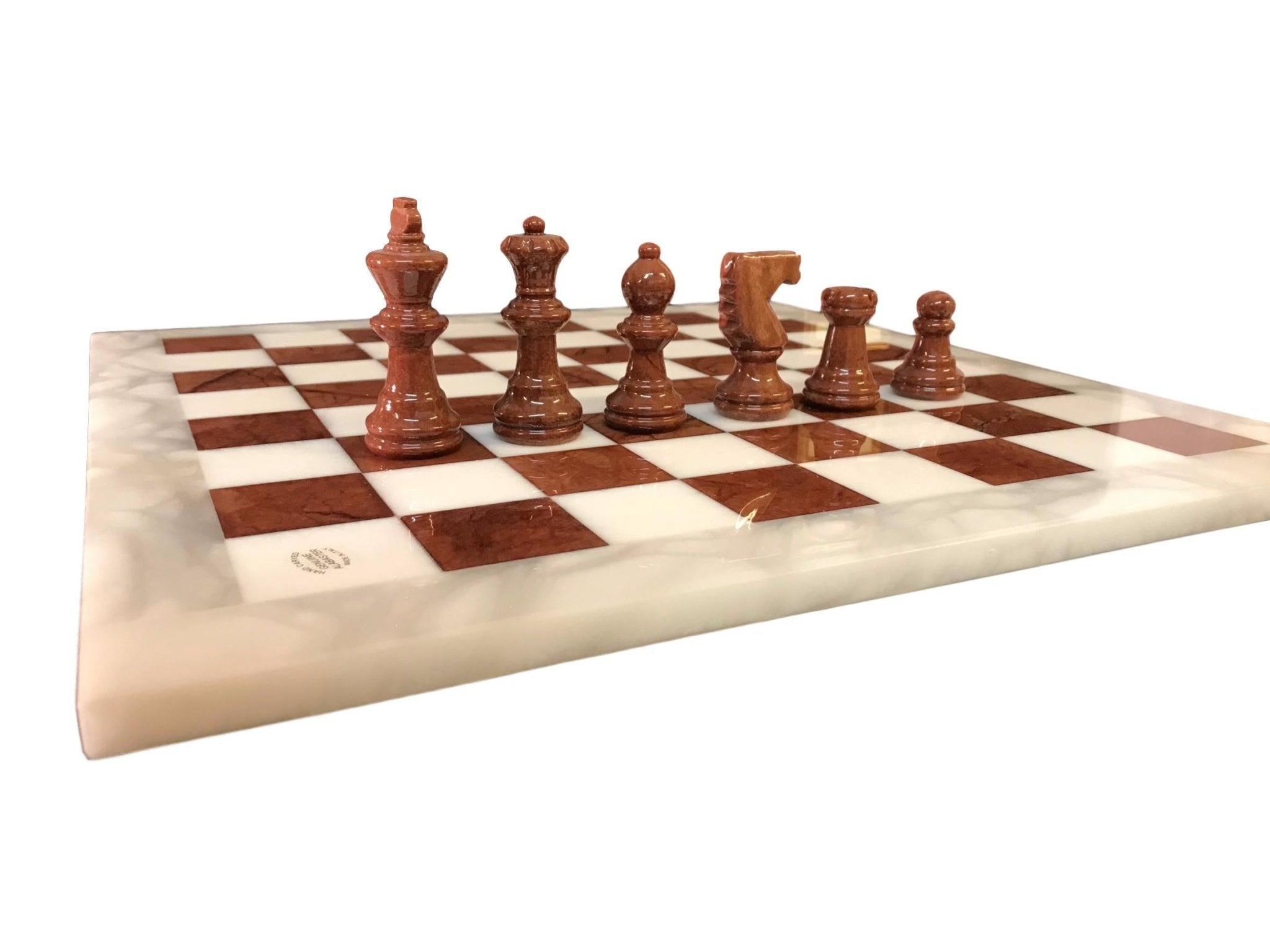 Ensemble Albâtre Marron - ensemble échecs classique et décoratif cadeau adulte - Rouge et Noir