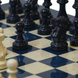 Ensemble bois laqué bleu - ensemble d'échecs classique décoratif - Rouge et Noir