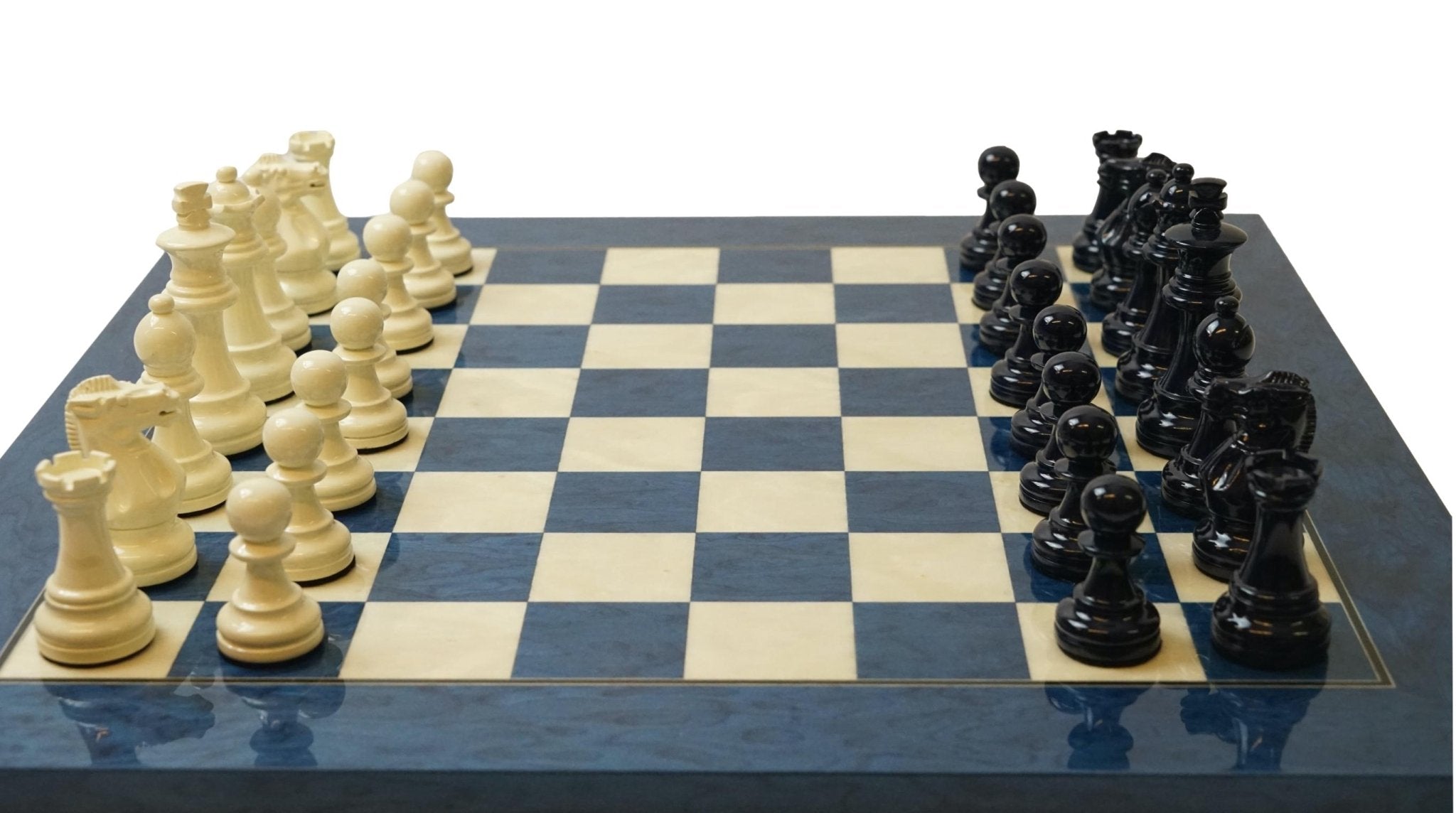 Ensemble bois laqué bleu - ensemble d'échecs classique décoratif - Rouge et Noir