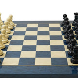 Ensemble bois laqué bleu - ensemble d'échecs classique décoratif - Rouge et Noir