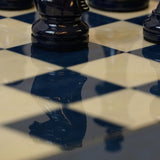 Ensemble bois laqué bleu - ensemble d'échecs classique décoratif - Rouge et Noir