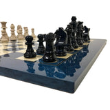 Ensemble bois laqué bleu - ensemble d'échecs classique décoratif - Rouge et Noir