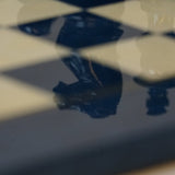 Ensemble bois laqué bleu - ensemble d'échecs classique décoratif - Rouge et Noir