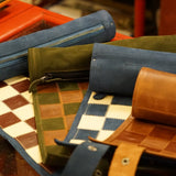 Ensemble d'échecs roulable magnétique - Cuir véritable - Classique - ensemble d'échecs luxe classique jeu d'échecs échecs de voyage en cuir véritable - Rouge et Noir
