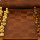 Ensemble d'échecs roulable magnétique - Cuir véritable - Classique - ensemble d'échecs luxe classique jeu d'échecs échecs de voyage en cuir véritable - Rouge et Noir