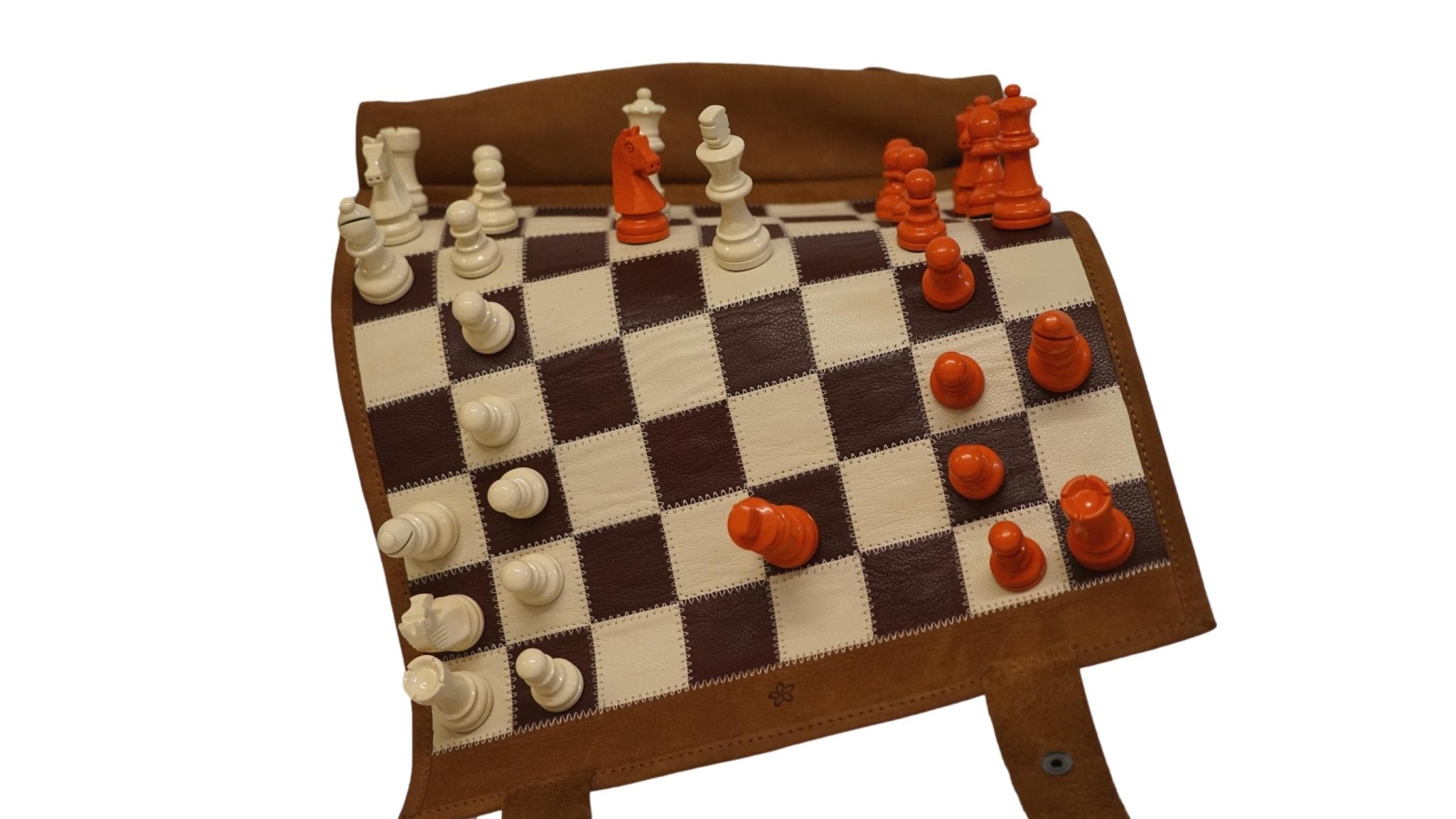 Ensemble d'échecs roulable magnétique - Cuir véritable - Gold - ensemble d'échecs luxe classique jeu d'échecs de voyage en cuir véritable - Rouge et Noir