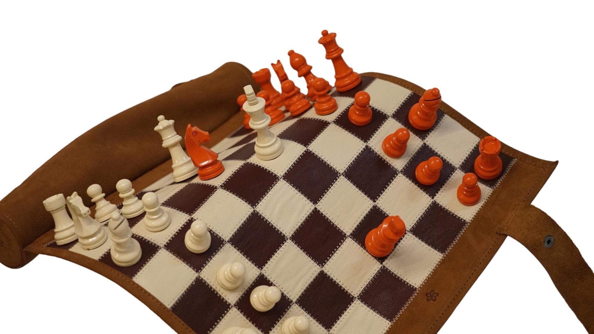 Ensemble d'échecs roulable magnétique - Cuir véritable - Gold - ensemble d'échecs luxe classique jeu d'échecs de voyage en cuir véritable - Rouge et Noir