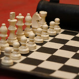 Ensemble d'échecs roulable magnétique - Cuir véritable - Noir - ensemble d'échecs luxe classique jeu d'échecs de voyage en cuir véritable - Rouge et Noir
