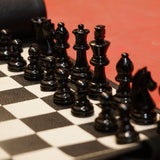 Ensemble d'échecs roulable magnétique - Cuir véritable - Noir - ensemble d'échecs luxe classique jeu d'échecs de voyage en cuir véritable - Rouge et Noir