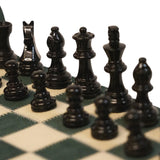 Ensemble d'échecs roulable magnétique - Cuir véritable - Vert - ensemble d'échecs luxe classique jeu d'échecs de voyage en cuir véritable - Rouge et Noir