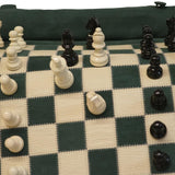Ensemble d'échecs roulable magnétique - Cuir véritable - Vert - ensemble d'échecs luxe classique jeu d'échecs de voyage en cuir véritable - Rouge et Noir
