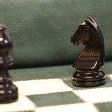 Ensemble d'échecs roulable magnétique - Cuir véritable - Vert - ensemble d'échecs luxe classique jeu d'échecs de voyage en cuir véritable - Rouge et Noir