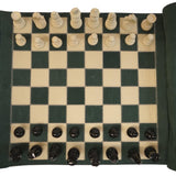 Ensemble d'échecs roulable magnétique - Cuir véritable - Vert - ensemble d'échecs luxe classique jeu d'échecs de voyage en cuir véritable - Rouge et Noir