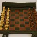 Ensemble d'échecs roulable magnétique - Cuir véritable - Vert / intérieur doré - ensemble d'échecs luxe classique jeu d'échecs échecs de voyage en cuir véritable - Rouge et Noir