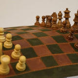 Ensemble d'échecs roulable magnétique - Cuir véritable - Vert / intérieur doré - ensemble d'échecs luxe classique jeu d'échecs échecs de voyage en cuir véritable - Rouge et Noir