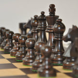 Ensemble design Français Wengé biseauté - Pièces buis teintées - ensemble d'échecs classique - Rouge et Noir