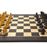 Ensemble design Français Wengé biseauté - Pièces buis teintées - ensemble d'échecs classique - Rouge et Noir