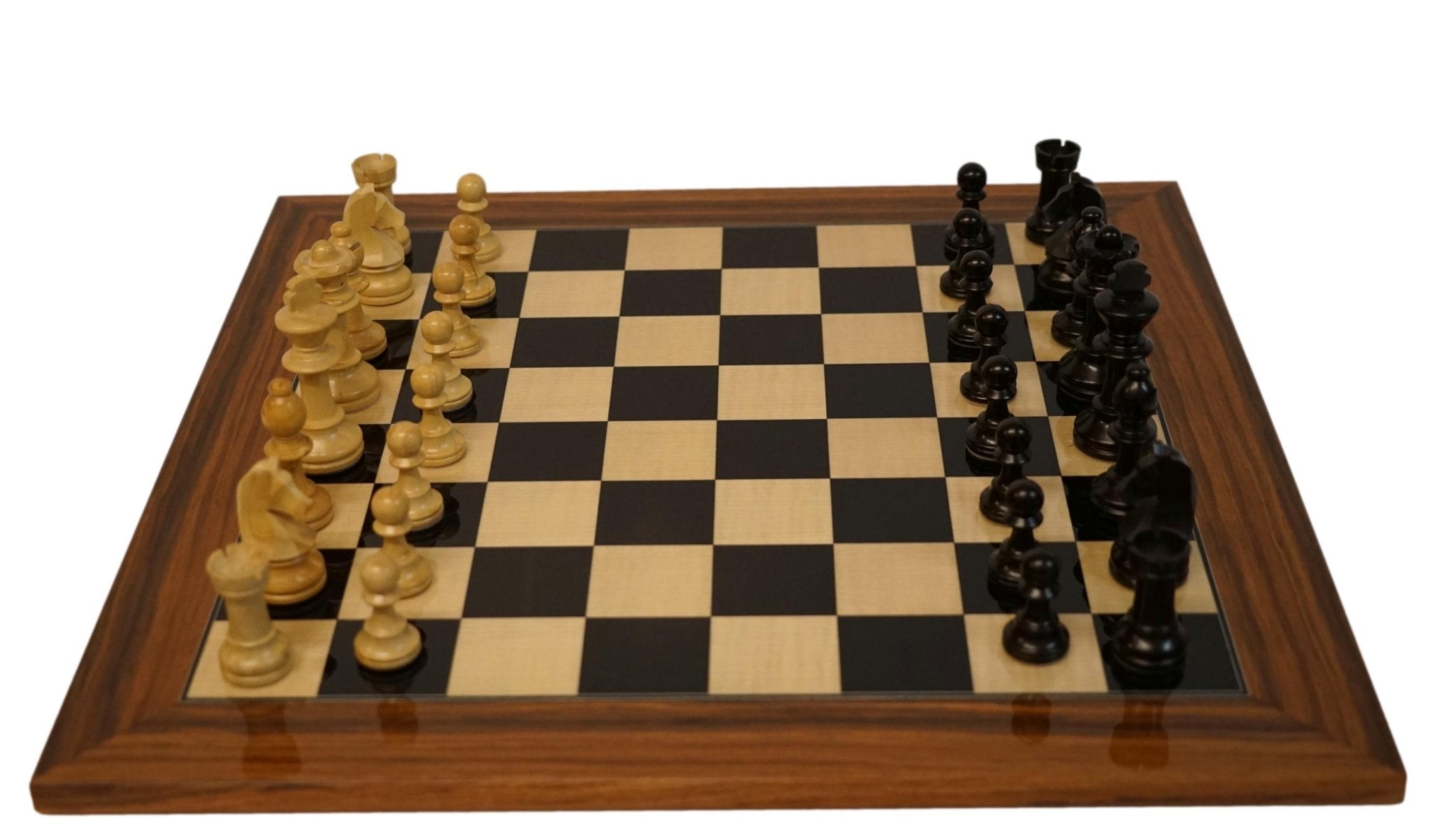 Ensemble Français Chavet - Bords palissandre laqué - Ensemble d’échecs classique - Rouge et Noir