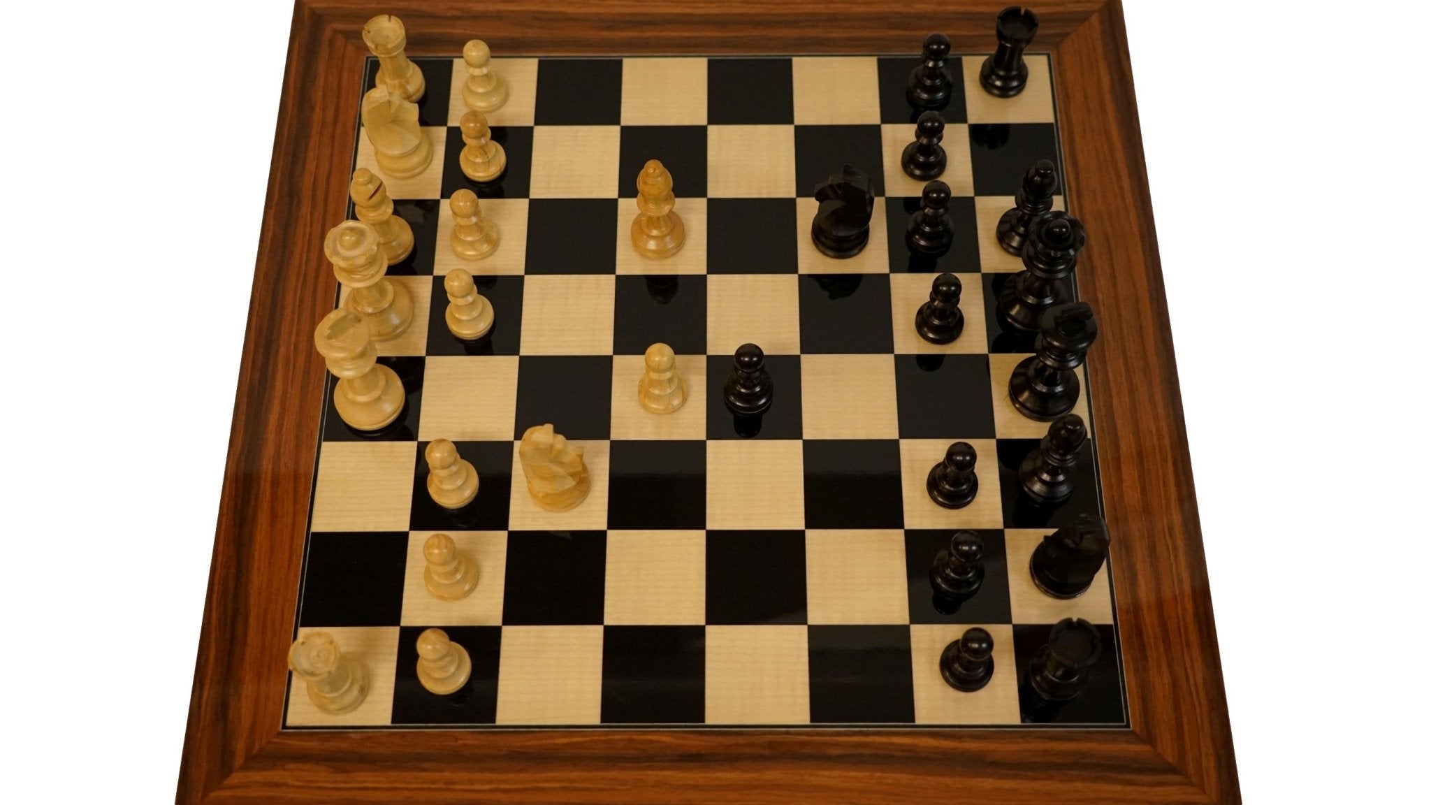 Ensemble Français Chavet - Bords palissandre laqué - Ensemble d’échecs classique - Rouge et Noir