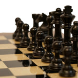 Ensemble Français Chavet - Bords palissandre laqué - Ensemble d’échecs classique - Rouge et Noir