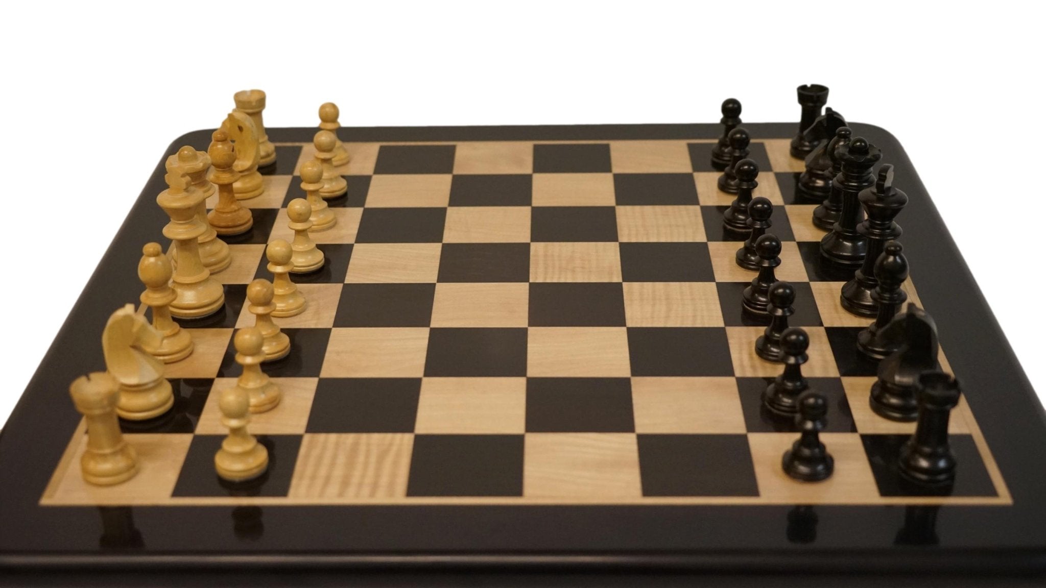 Ensemble Français Chavet - Ebène laqué - Ensemble d’échecs classique - Rouge et Noir