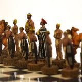 Ensemble les anglais contre les zoulous - Laqué noir - ensemble échecs décoratif - Rouge et Noir