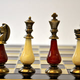 Ensemble Luxe Métal et Perle - Rouge et Or - ensemble d'échecs classique et décoratif luxe - Rouge et Noir