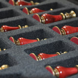 Ensemble Luxe Métal et Perle - Rouge et Or - ensemble d'échecs classique et décoratif luxe - Rouge et Noir
