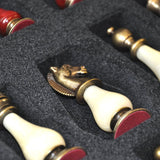 Ensemble Luxe Métal et Perle - Rouge et Or - ensemble d'échecs classique et décoratif luxe - Rouge et Noir