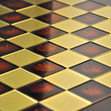 Ensemble Luxe Métal et Perle - Rouge et Or - ensemble d'échecs classique et décoratif luxe - Rouge et Noir