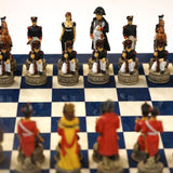 Ensemble Napoléon - Bataille de Waterloo - Laqué bleu - ensemble échecs décoratif - Rouge et Noir