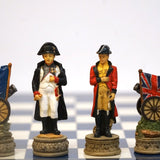 Ensemble Napoléon - Bataille de Waterloo - Laqué bleu - ensemble échecs décoratif - Rouge et Noir