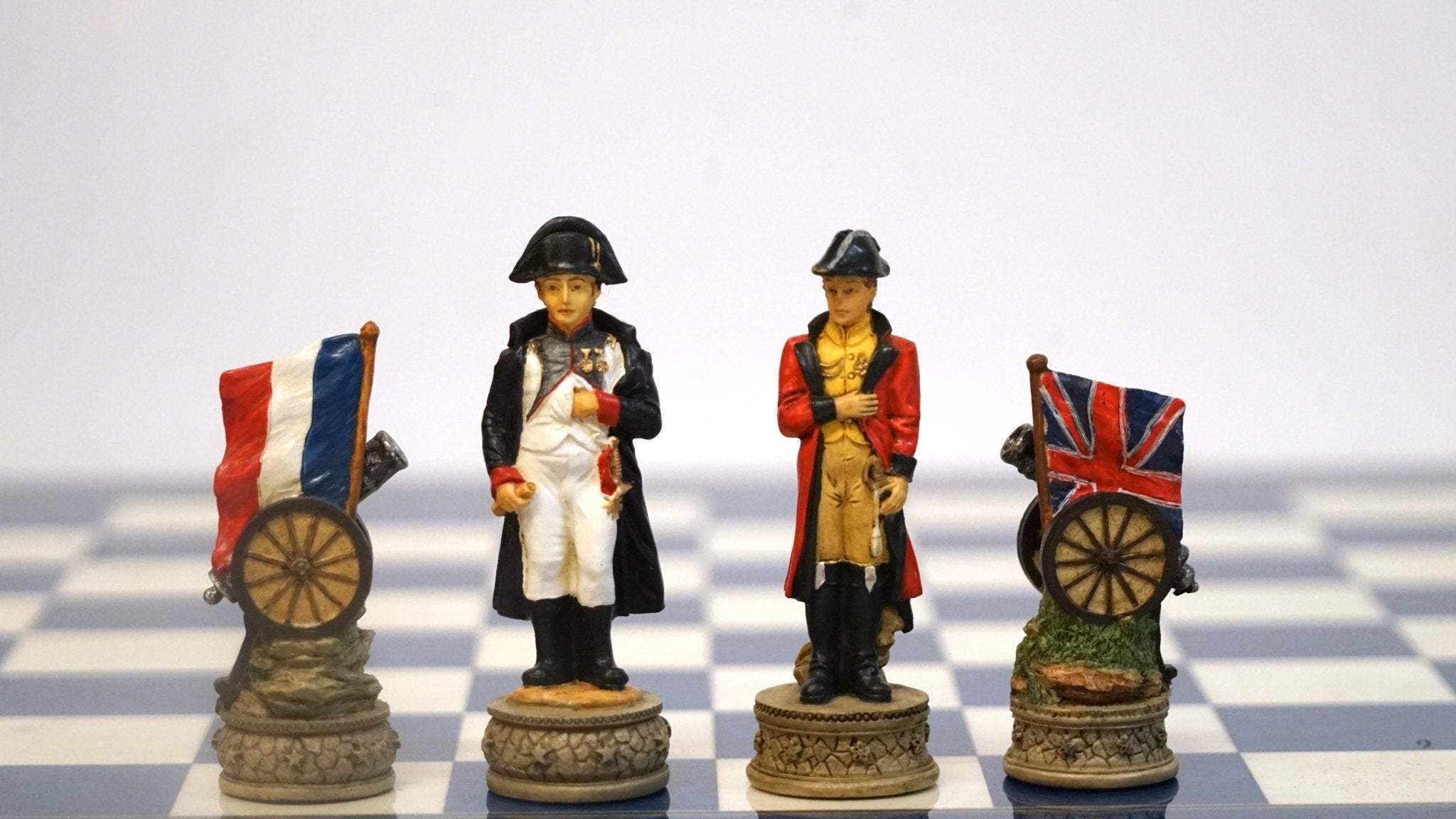 Ensemble Napoléon - Bataille de Waterloo - Laqué bleu - ensemble échecs décoratif - Rouge et Noir