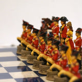 Ensemble Napoléon - Bataille de Waterloo - Laqué bleu - ensemble échecs décoratif - Rouge et Noir