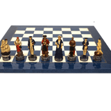 Ensemble Pirates contre la Marine - Laqué bleu - ensemble échecs décoratif - Rouge et Noir