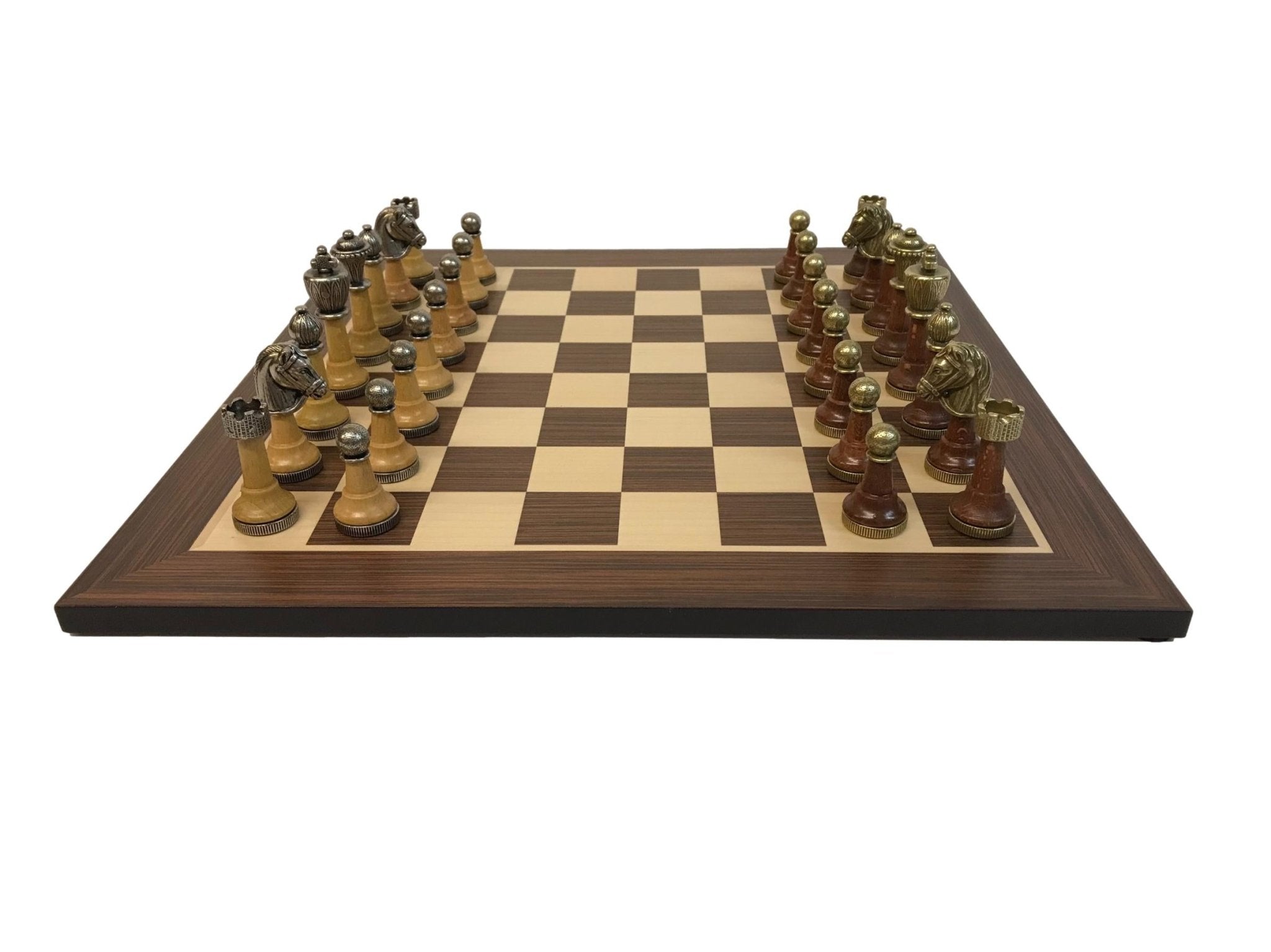 Ensemble Staunton - Bois et Métal - ensemble d'échecs classique et décoratif - Rouge et Noir