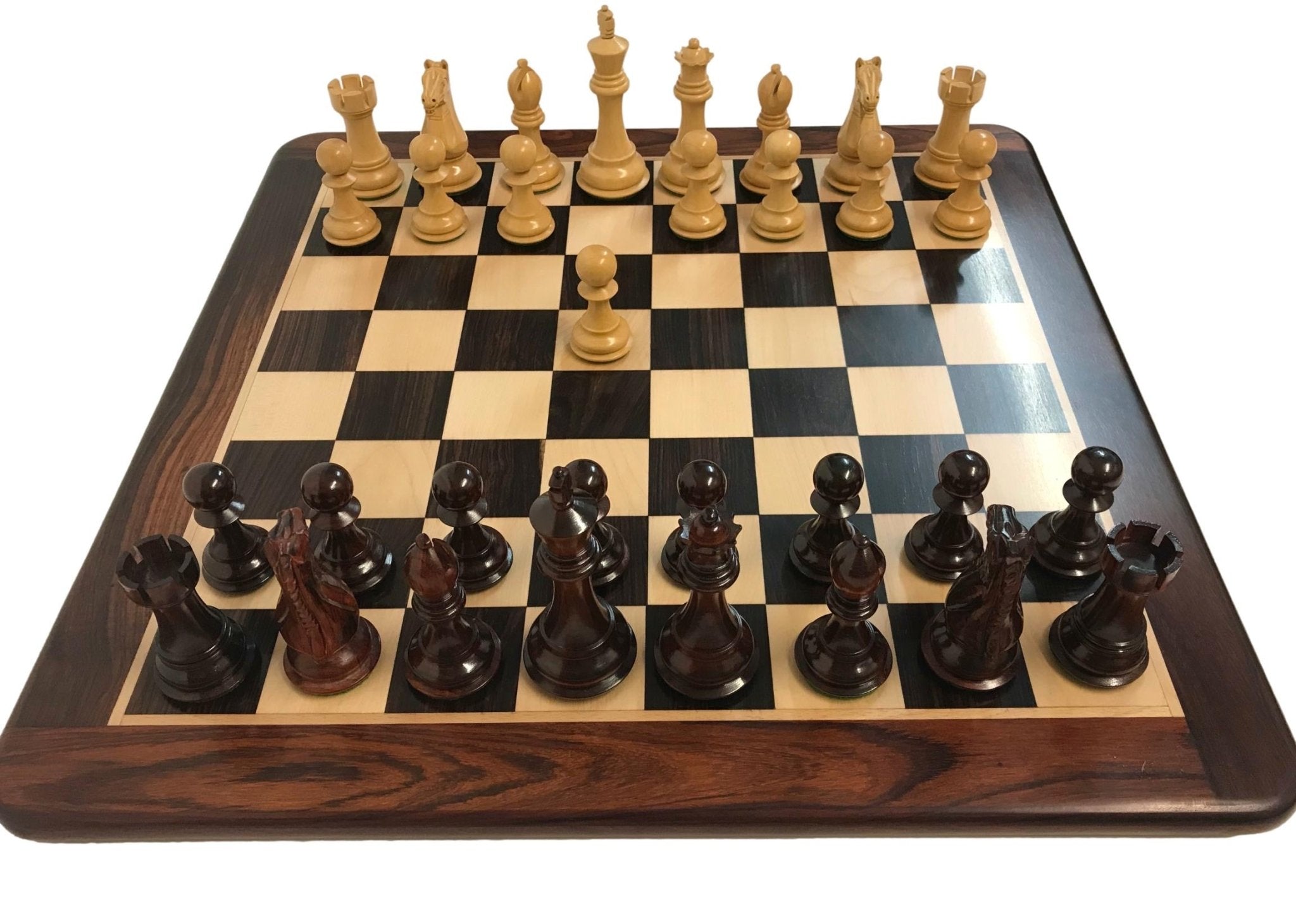Ensemble Suprême Bois de Rose - Laqué - ensemble échecs classique - Rouge et Noir